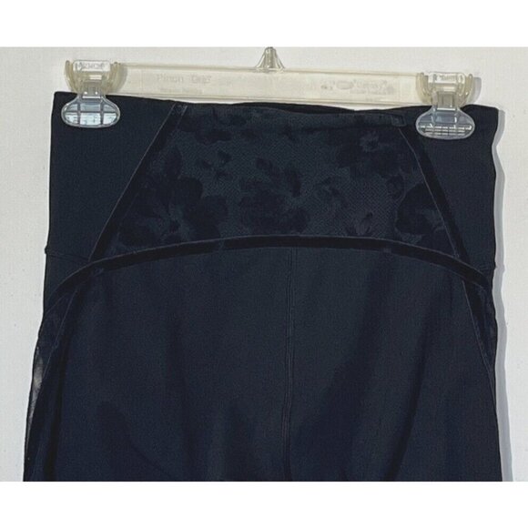 Lululemon Wunder Under Black Scatter Floral Velvet Lace Flocked Leggings - Picture 7 of 13